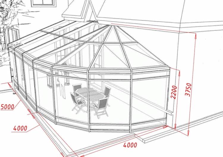 Әйнектелген веранда сызбасы
