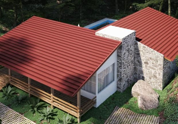 Шатырдағы Ondulin черепицалары