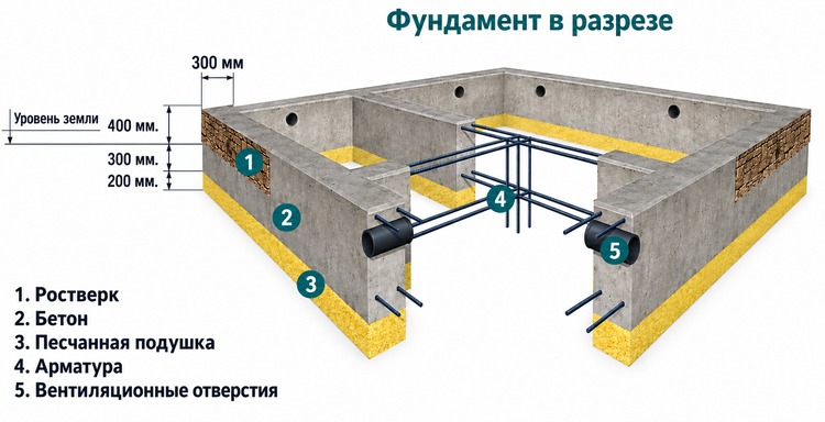 ленточный фундамент для сарая